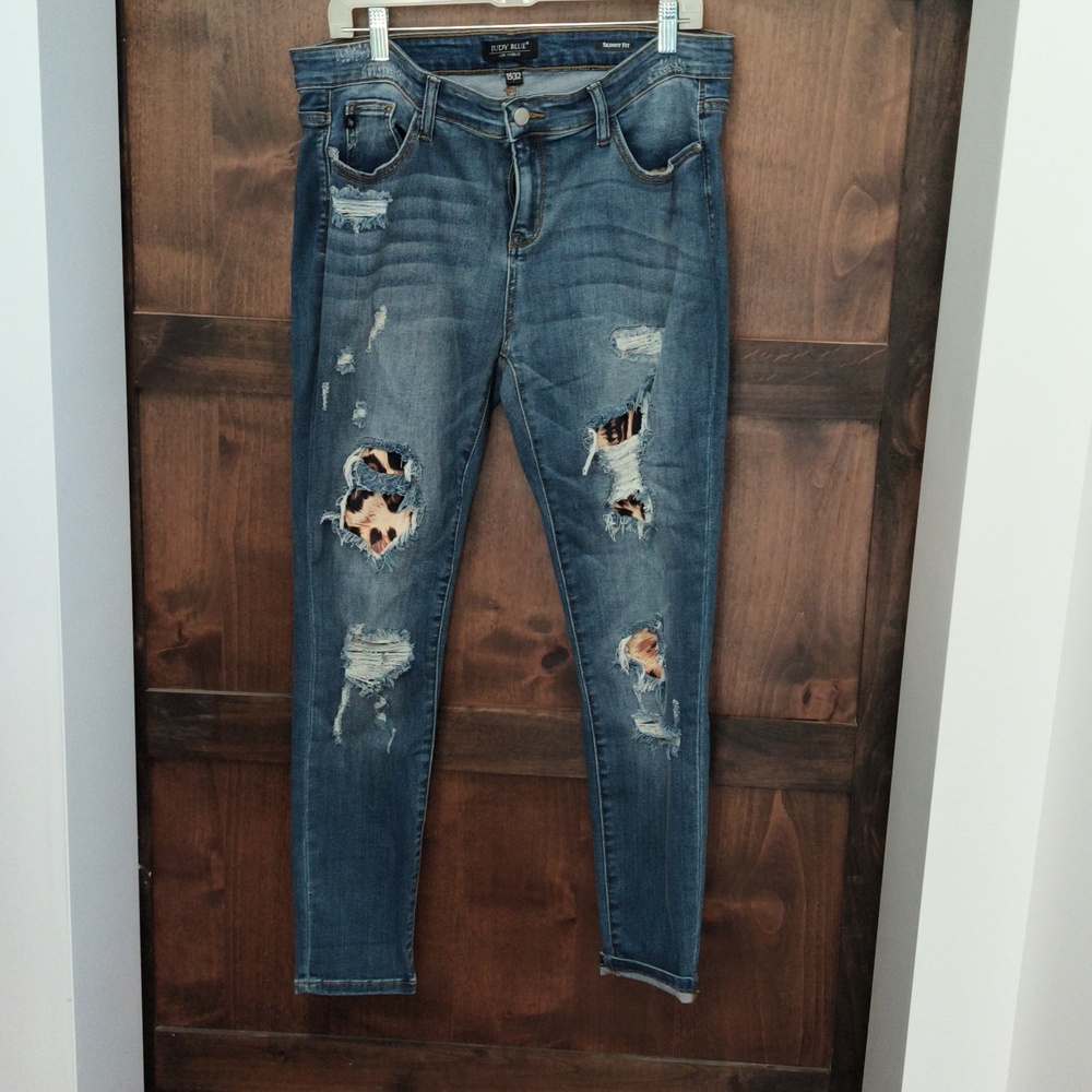 JUDY BLUE Skinny Fit Jeans w Animal Print